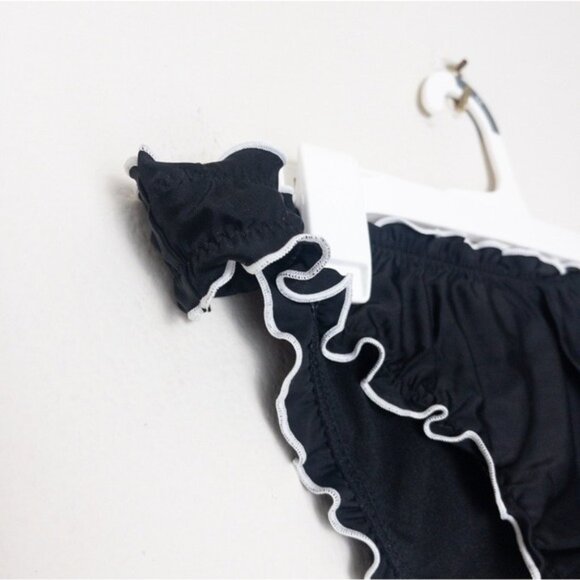 NWT Wild Fable Contrast Stitch Cheeky High Leg Ruffle Bikini Bottom M - Picture 5 of 7